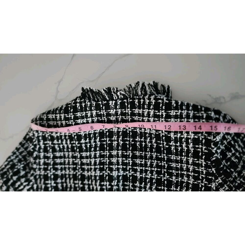 Venus Women Black Longline Tweed Fringe Blazer Jacket Size 2 - Picture 8 of 10